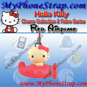 HELLO KITTY RED AIRPLANE BY TOMY ... US FIGURE CHARM COLLECTION 2 RETRO SERIES DETAIL