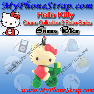 HELLO KITTY GREEN BIKE BY TOMY ... US FIGURE CHARM COLLECTION 2 RETRO SERIES DETAIL