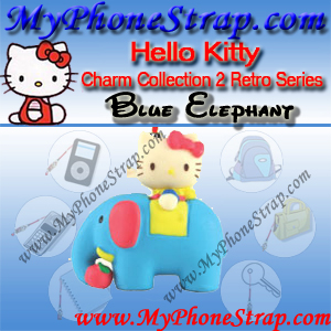 HELLO KITTY BLUE ELEPHANT BY TOMY ... US FIGURE CHARM COLLECTION 2 RETRO SERIES DETAIL
