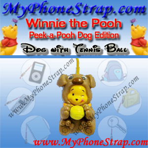 WINNIE THE POOH DOG HOLDING TENNIS BALL PEEK-A-POOH BY TOMY ... EUROPE MINI WINNIES DOG COLLECTION DETAIL