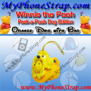 WINNIE THE POOH ORANGE DOG WITH BAG PEEK-A-POOH BY TOMY ... EUROPE MINI WINNIES DOG COLLECTION DETAIL